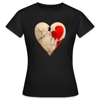 CŒUR BRISÉ - T-shirt Femme - noir - Devant - AI Model Female 172 dark (172cm)