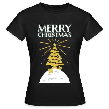 Joyeux Noël Poinsettia - T-shirt Femme - noir - Devant - AI Model Female 172 dark (172cm)