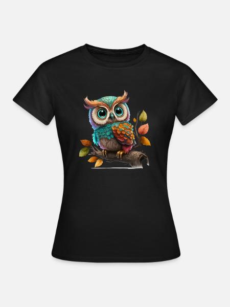 Bunte Eule | T-Shirt - Frauen T-Shirt - Schwarz