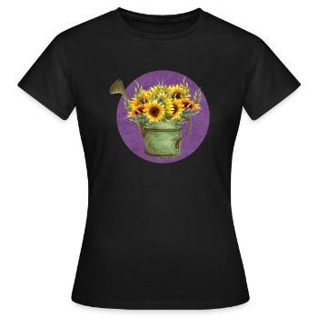Tournesols dans un arrosoir - T-shirt Femme - noir - Devant - AI Model Female 172 dark (172cm)
