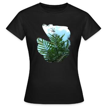 Vase de ciel et de feuilles de palmier - T-shirt Femme - noir - Devant - AI Model Female 172 dark (172cm)