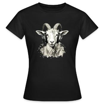 Minou la chèvre audiophile - T-shirt Femme - noir - Devant - AI Model Female 172 dark (172cm)