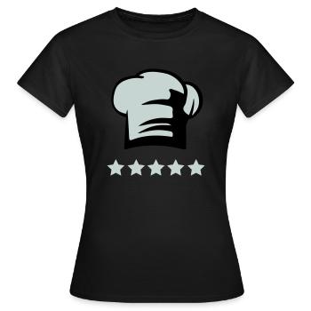 Chapeau de chef chef 5 étoiles - T-shirt Femme - noir - Devant - AI Model Female 172 dark (172cm)