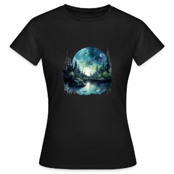 Mystische Mondandschaft - Frauen T-Shirt - Schwarz - Vorne - AI Model Female 172 dark (172cm)