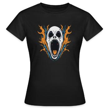 Scream Grusel Maske Halloween - Frauen T-Shirt - Schwarz - Vorne - AI Model Female 172 dark (172cm)