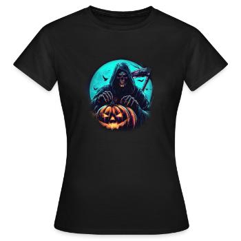 La faucheuse de citrouilles - T-shirt Femme - noir - Devant - AI Model Female 172 dark (172cm)