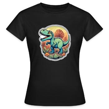 Karikatur-Dinosaurier - Frauen T-Shirt - Schwarz - Vorne - AI Model Female 172 dark (172cm)