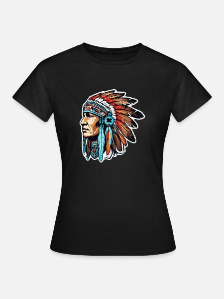 indien - natif americain - usa - Dame-T-shirt - sort
