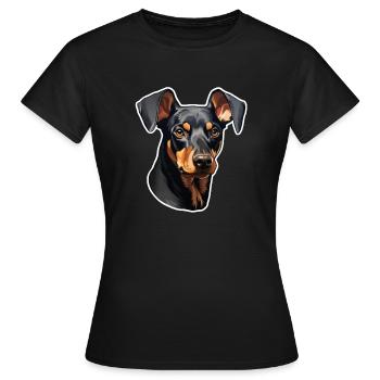 Dobermann Pinscher Kopf mit Schlappohren - Frauen T-Shirt - Schwarz - Vorne - AI Model Female 172 dark (172cm)