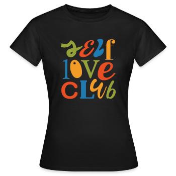 Self Love Club - T-shirt dam - svart - Fram - AI Model Female 172 dark (172cm)