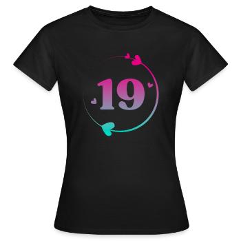 19e anniversaire cercle cœur coloré - T-shirt Femme - noir - Devant - AI Model Female 172 dark (172cm)