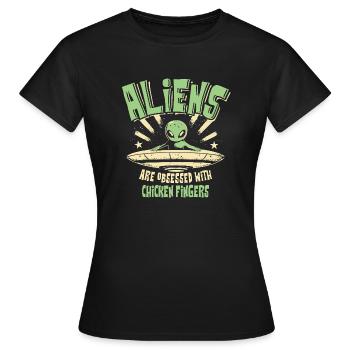 Außerirdische sind besessen von Chicken Fingers Spaß - Frauen T-Shirt - Schwarz - Vorne - AI Model Female 172 dark (172cm)
