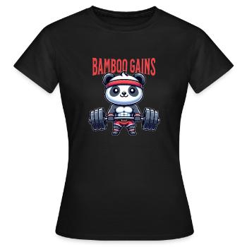 Panda im Fitnessstudio - Frauen T-Shirt - Schwarz - Vorne - AI Model Female 172 dark (172cm)