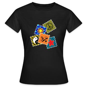 LSD Blotter__N002 - T-shirt Femme - noir - Devant - AI Model Female 172 dark (172cm)
