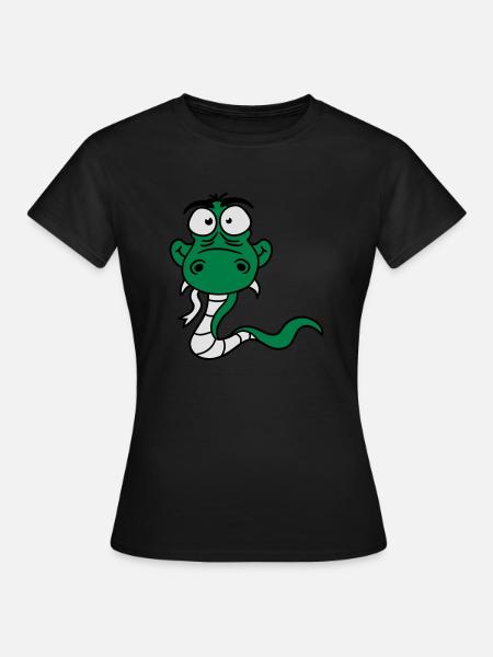 cartoon comi lustig witzig schlange cool - Frauen T-Shirt - Schwarz