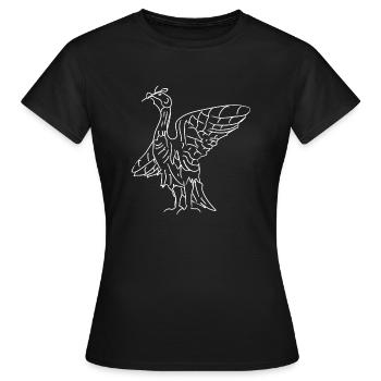 Dessin au trait blanc Liverbird - T-shirt Femme - noir - Devant - AI Model Female 172 dark (172cm)