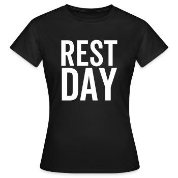 Rest Day - Women's T-Shirt - black - Front - AI Model Female 172 dark (172cm)