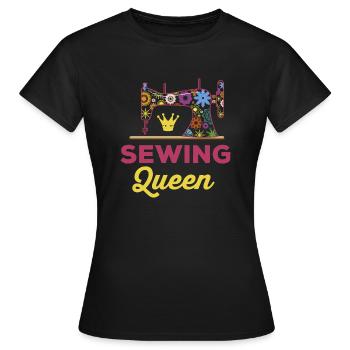 Sewing Queen Nähen Königin Geschenk - Frauen T-Shirt - Schwarz - Vorne - AI Model Female 172 dark (172cm)