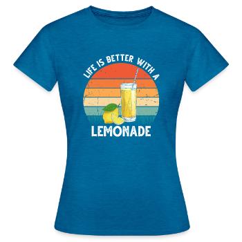 Lemonade Zitrone Limonade Limonaden Stand Design - Frauen T-Shirt - Antikblaues Saphir meliert - Vorne - AI Model Female 172 dark (172cm)