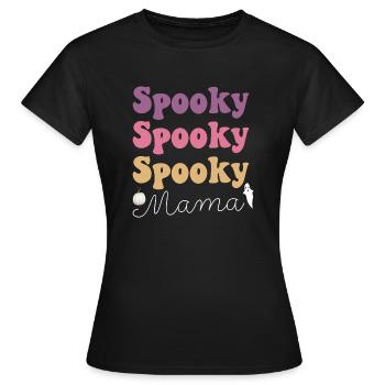 Spooky Mama Retro Schrift Halloween für Mütter - Frauen T-Shirt - Schwarz - Vorne - AI Model Female 172 dark (172cm)