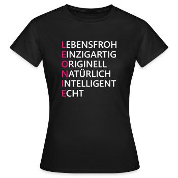 Leonie Name Geschenk - Frauen T-Shirt - Schwarz - Vorne - AI Model Female 172 dark (172cm)