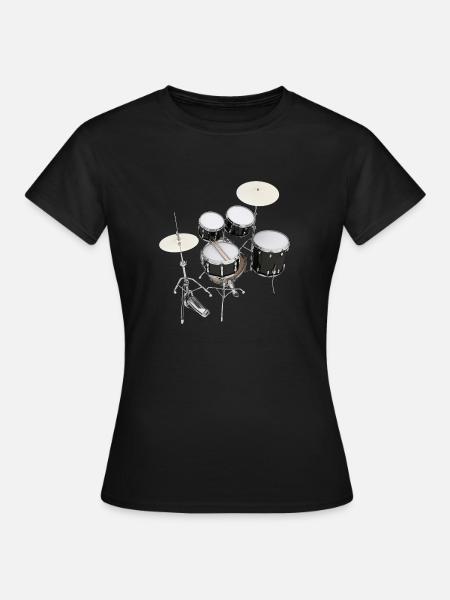 Schlagzeug, Drumset, Drumkit, Drums - Frauen T-Shirt - Schwarz