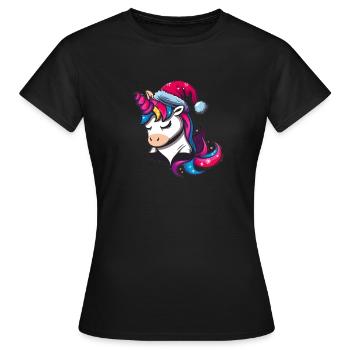 Festliches Einhorn - Frauen T-Shirt - Schwarz - Vorne - AI Model Female 172 dark (172cm)