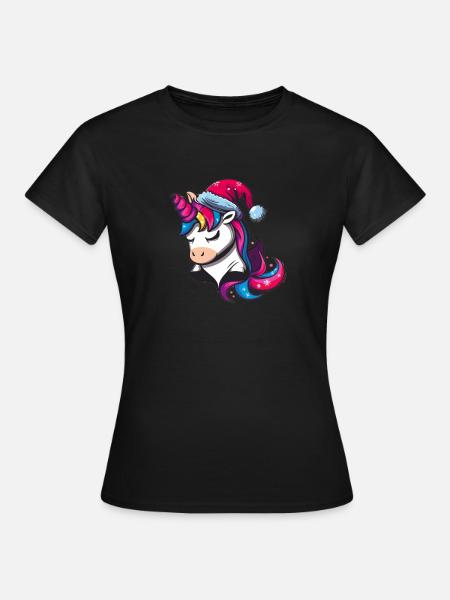 Festliches Einhorn - Frauen T-Shirt - Schwarz