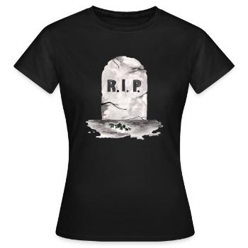 Rest in Peace Grabstein RIP - Frauen T-Shirt - Schwarz - Vorne - AI Model Female 172 dark (172cm)