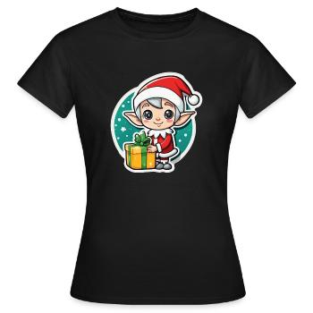 elf christmas elf gift - Women's T-Shirt - black - Front - AI Model Female 172 dark (172cm)