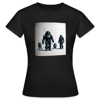 Vintage Roboter Comic - Frauen T-Shirt - Schwarz - Vorne - AI Model Female 172 dark (172cm)