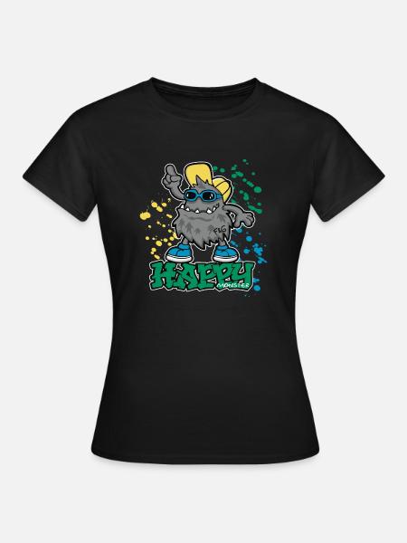 Happy Monster - Frauen T-Shirt - Schwarz