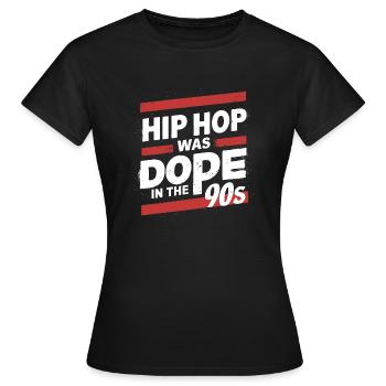 Vibrations hip-hop des années 90 – L’âge d’or - T-shirt Femme - noir - Devant - AI Model Female 172 dark (172cm)