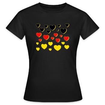 Drapeau de l’Allemagne Coeurs - T-shirt Femme - noir - Devant - AI Model Female 172 dark (172cm)