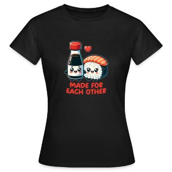 Sushi et sauce soja - T-shirt Femme - noir - Devant - AI Model Female 172 dark (172cm)