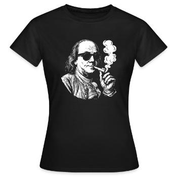 Benjamin Franklin smoking weed - Women's T-Shirt - black - Front - AI Model Female 172 dark (172cm)