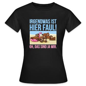 Irgendwas ist hier faul 5-köpfige Gruppe / Familie - Frauen T-Shirt - Schwarz - Vorne - AI Model Female 172 dark (172cm)