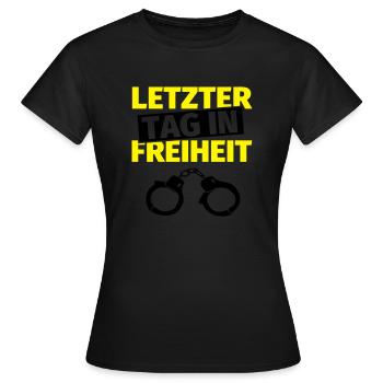 Junggesellenabschied Handschellen - Frauen T-Shirt - Schwarz - Vorne - AI Model Female 172 dark (172cm)