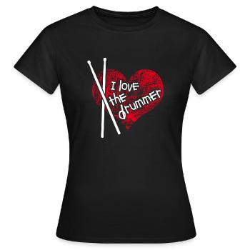 I love the Drummer - ich liebe den Schlagzeuger - Frauen T-Shirt - Schwarz - Vorne - AI Model Female 172 dark (172cm)