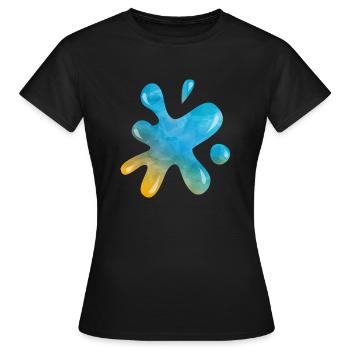 Éclaboussure d’éclaboussure d’éclaboussure bleue d’encre liquide - T-shirt Femme - noir - Devant - AI Model Female 172 dark (172cm)