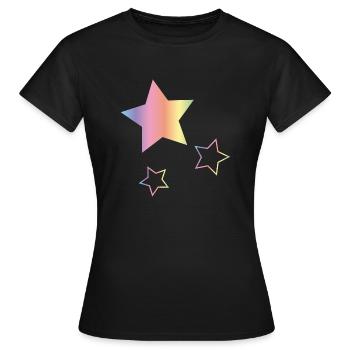 Arc-en-ciel Étoiles - T-shirt Femme - noir - Devant - AI Model Female 172 dark (172cm)