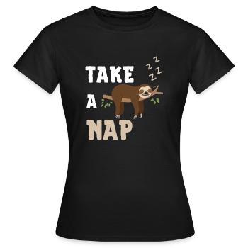 take a nap - Women's T-Shirt - black - Front - AI Model Female 172 dark (172cm)