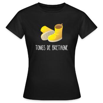 tongs de bretagne - T-shirt Femme - noir - Devant - AI Model Female 172 dark (172cm)