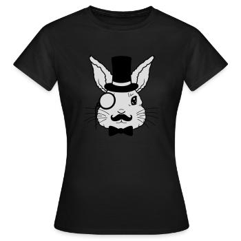 Cylindre monocle Sir Rabbit - T-shirt Femme - noir - Devant - AI Model Female 172 dark (172cm)