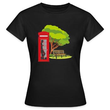 Telefonzelle im Park - Frauen T-Shirt - Schwarz - Vorne - AI Model Female 172 dark (172cm)