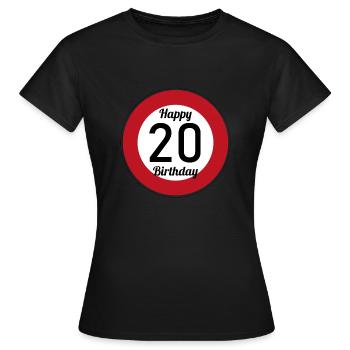 Panneau de signalisation du 20e anniversaire - T-shirt Femme - noir - Devant - AI Model Female 172 dark (172cm)