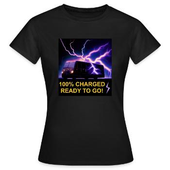 100% CHARGED - Women's T-Shirt - black - Front - AI Model Female 172 dark (172cm)