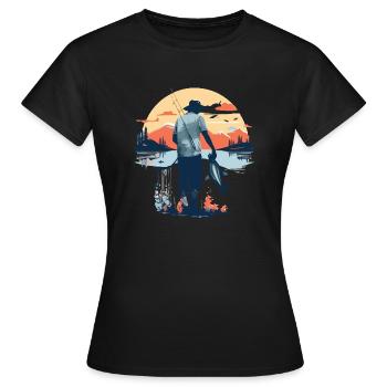 Pêche en lac - T-shirt Femme - noir - Devant - AI Model Female 172 dark (172cm)