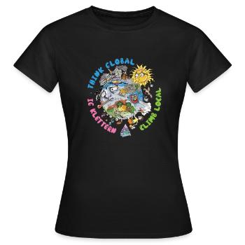 Pensez à l’escalade globale Fond lumineux local - T-shirt Femme - noir - Devant - AI Model Female 172 dark (172cm)