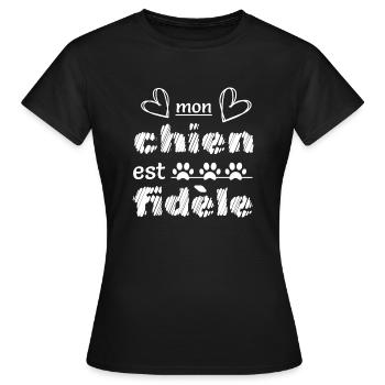 Mon chien est fidèle - T-shirt Femme - noir - Devant - AI Model Female 172 dark (172cm)